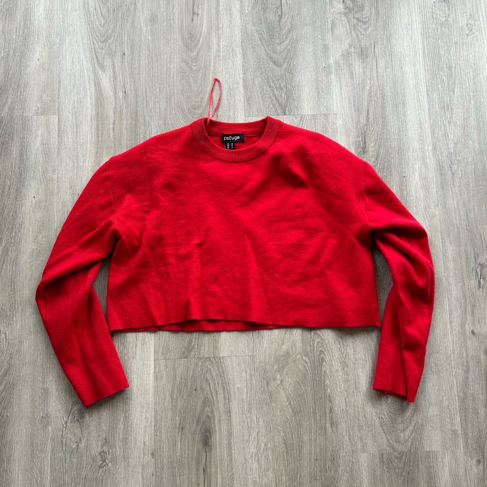Refuge Vibrant Red Crop Sweater